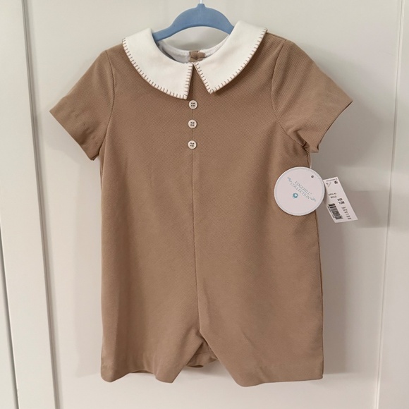 Edgehill Collection Beige Peter Pan Collar Corduroy Jon Jon Shortall, 12M, NWT - Picture 3 of 5